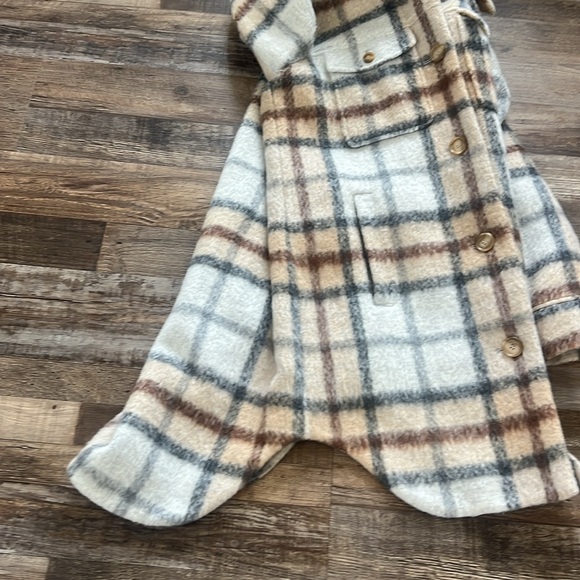 Loft Plaid Wool Blend Shirt Tail Coat. Size Small - Picture 5 of 8